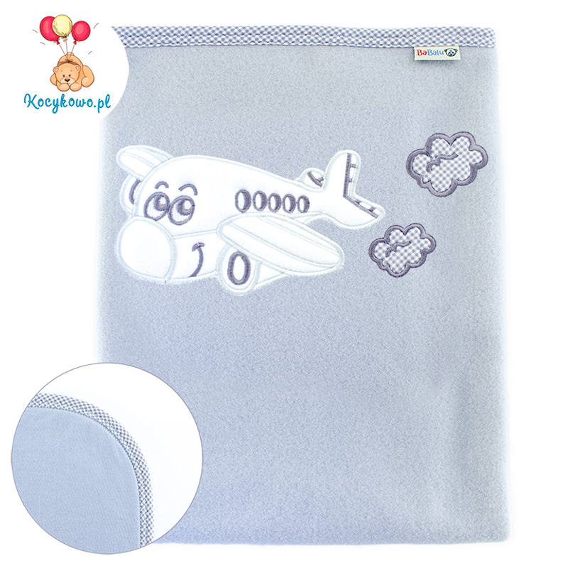 Big blanket with name Airplane with clouds gray