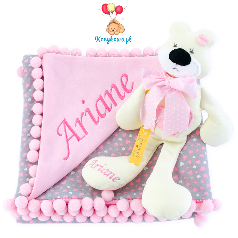 Cotton blanket with dedication Sophie 072 hearts