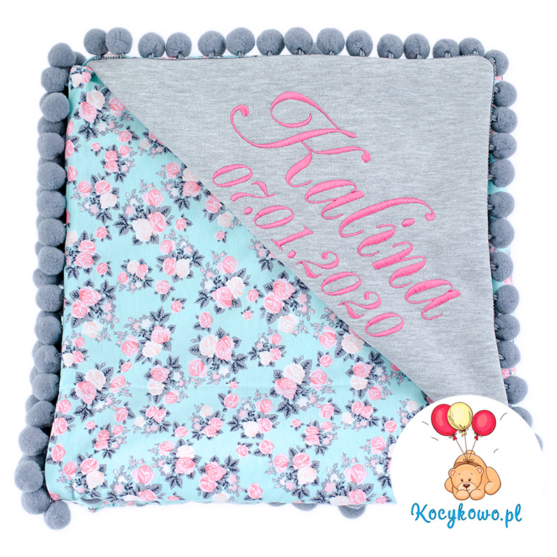 Cotton blanket with dedication Sophie 072 80x90 roses