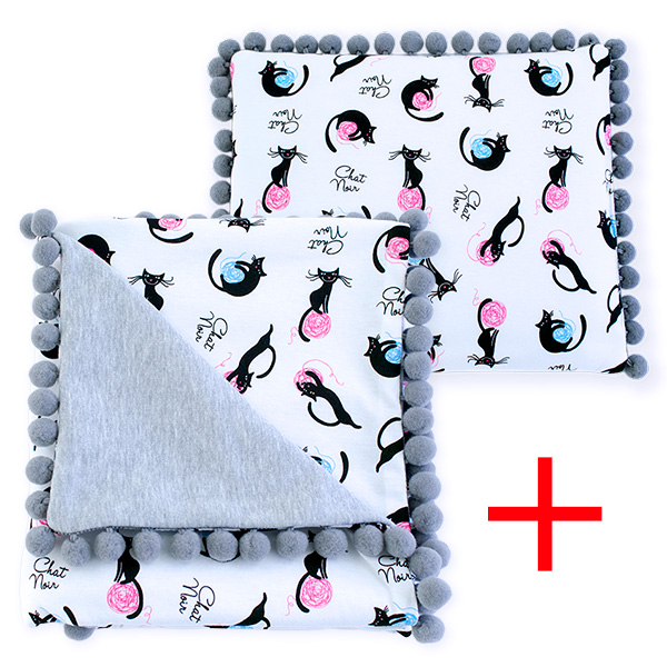 Cotton set (blanket+pillow) 080 Sophie kitten 80x90+28x34
