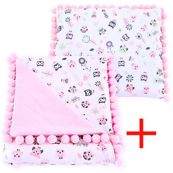 Cotton set (blanket+pillow) 080 Sophie owls 80x90+28x34