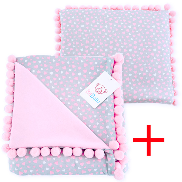 Cotton set (blanket+pillow) 080 Sophie hearts 80x90+28x34