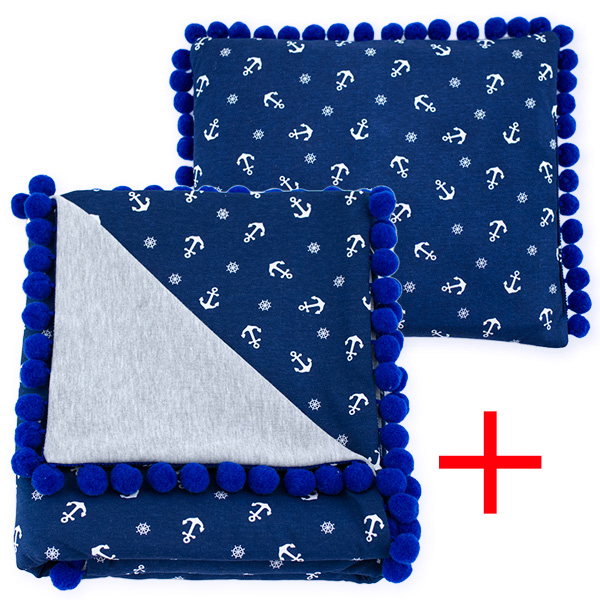 Cotton set (blanket+pillow) 080 Sophie marine 80x90+28x34
