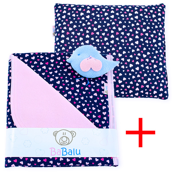 Cotton set (blanket+pillow) 081 Sophie hearts 80x90+28x34