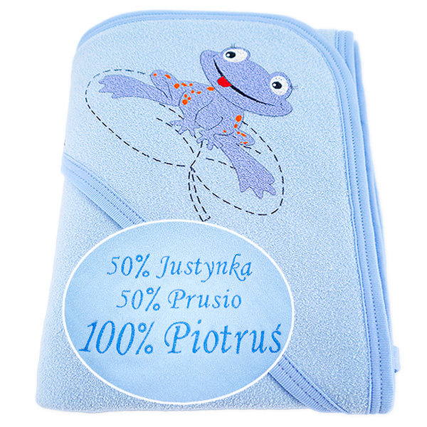 Bath towel 038 with a dedication blue