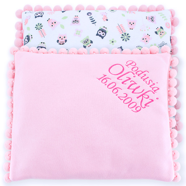 Cotton pillow with dedication 075 Sophie owls 28x34